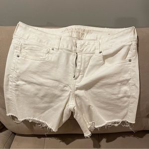 White mid length shorts